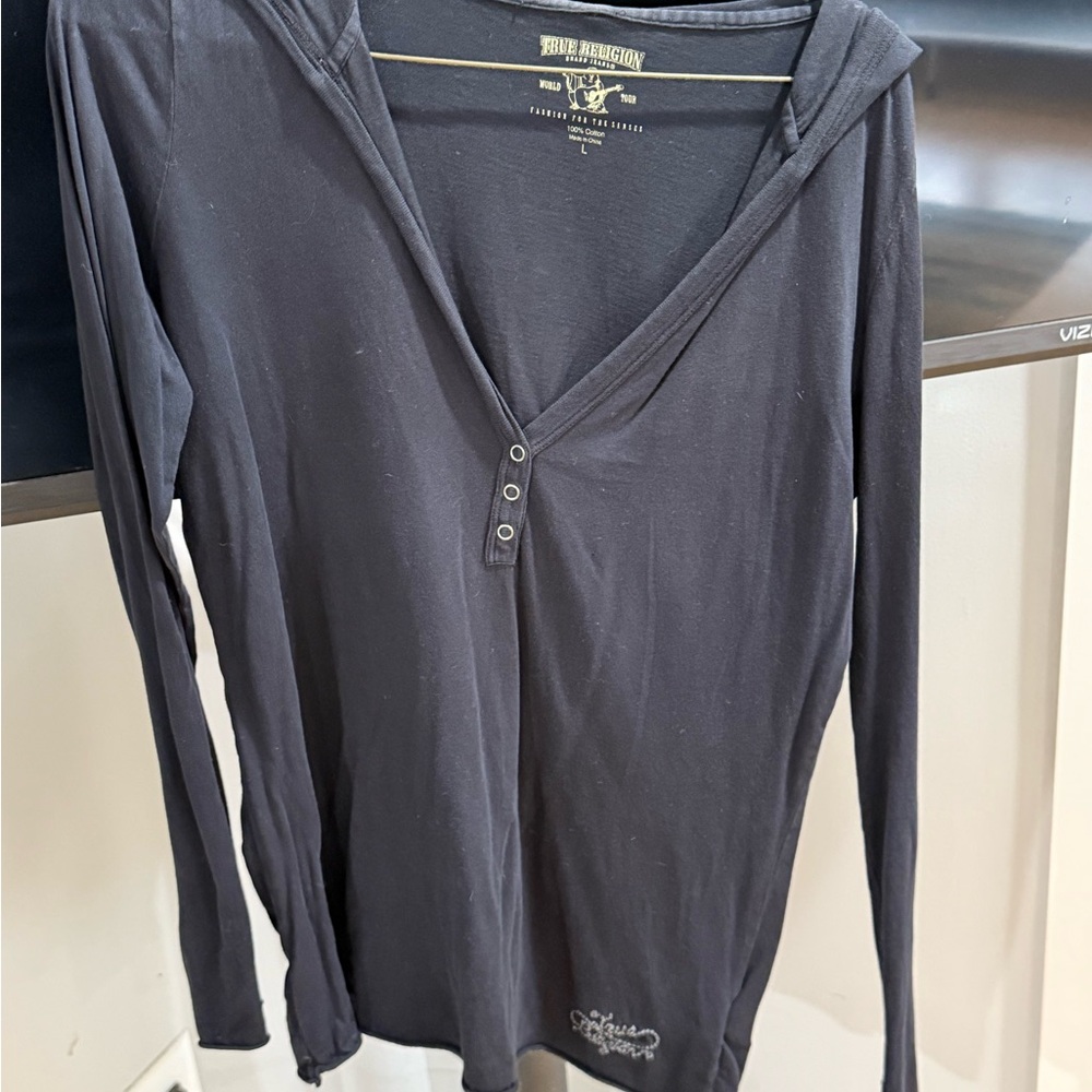 True Religion Charcoal Long Sleeve Tee